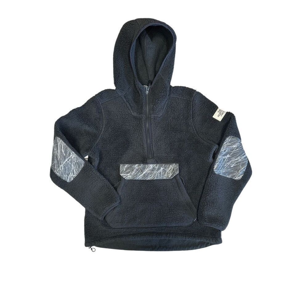 The North Face Women’s Medium Campshire Hoodie Black 1/4 Zip Sherpa Pullover